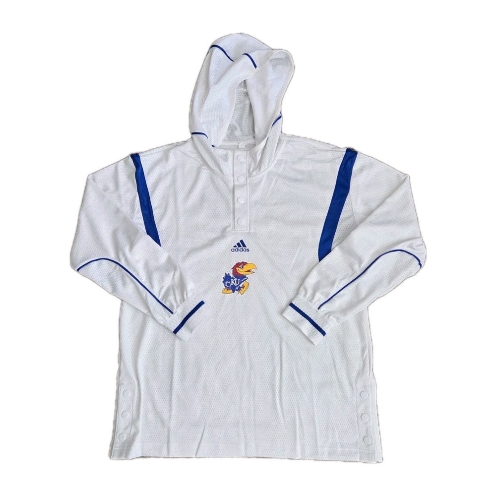 Kansas Jayhawks PE Basketball Shooting Shirt Mens Medium White Adidas Team Issue